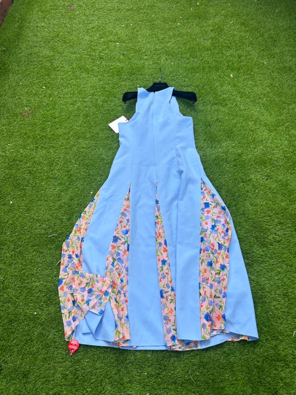 CAROLINA HERRERA SLEEVELESS HALTER GODET MIDI DRESS LAKE BLUE size 6 NEW - Picture 5 of 15